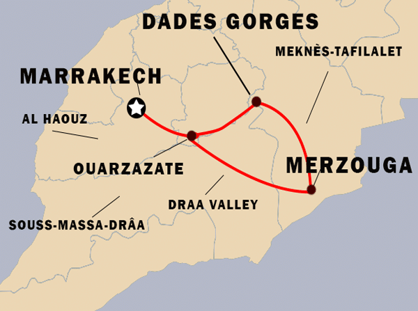 3-days-marrakech-desert-tour-map